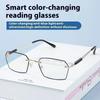 New Frameless Business Reading Glasses Photochromic Men'S High-Definition Anti Blue Light And Anti Fatigue Presbyopia Glasses