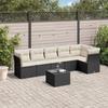 VidaXL Garden Lounge Set 7 Pcs with Cushions Black Wicker 3217666