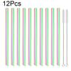 Набор из 12 металлических соломинок для питья, многоразовая соломинка 304 из нержавеющей стали, широкая 12 мм, жемчужная соломинка для молочного коктейля с пузырьками и кисточкой