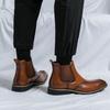 Высокие роскошные мужские туфли с острым носком, повседневные деловые туфли из кожи, мужские ботинки челси без застежек, мужские ботинки Zapatos De Vestir Hombre