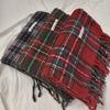 Vintage College Style Red Plaid Scarf Women's Winter Christmas Green Shawl Scarf Versatile Literary Retro