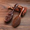 Hand-Carved Sandalwood Air Cushion Comb With Bamboo Bristles Wooden Hair Styling Comb Oval Scalp Massage Brush Comb