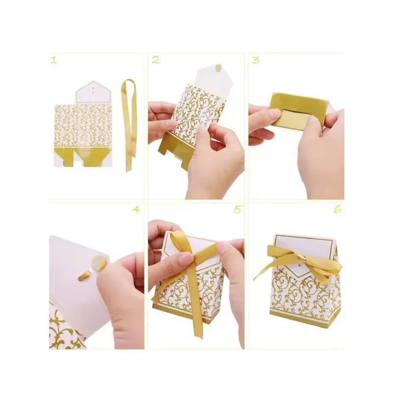 100 шт. Золотые Серебряные Бумажные Конфетные Коробки Подарочные Пакеты Свадебный Сувенир Упаковка Принадлежности для Детской Вечеринки по Случаю Дня Рождения Свадебные Конфеты Шоколадные Коробки