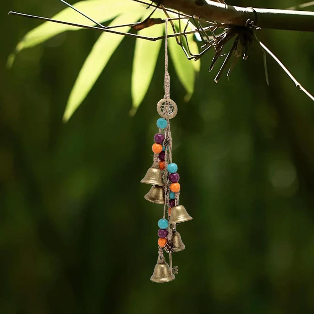 2pcs Handmade Door Hanging Bell Wood Beads Wind Chimes Decorative Witch Bells Home Room Decor