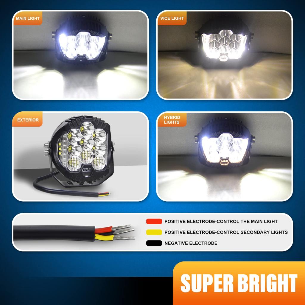 RIGIDON 1 шт. 50 Вт рабочий свет, мигающая лампа, светодиодная линейка, светодиодный 3-сторонний прожектор для автомобилей, светодиодный, универсальный для 12 В/24 В, 12 В проводной (белый)