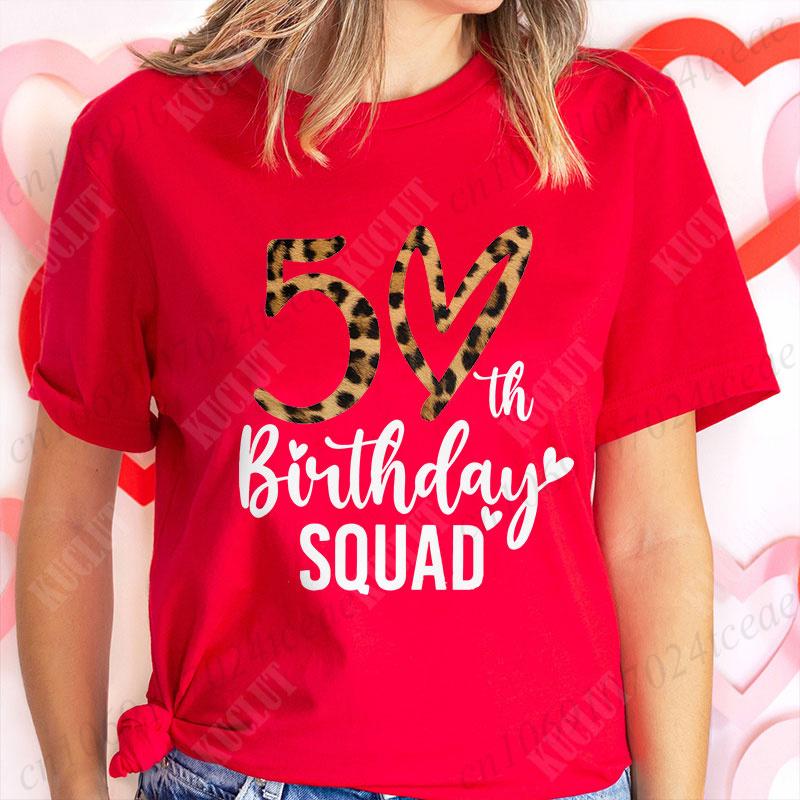 Women T-shirt 50th Fabulous Birthday Squad T-shirts 50th Years Old Birthday Party Matching Clothing Leopard Graphic Y2k Tops