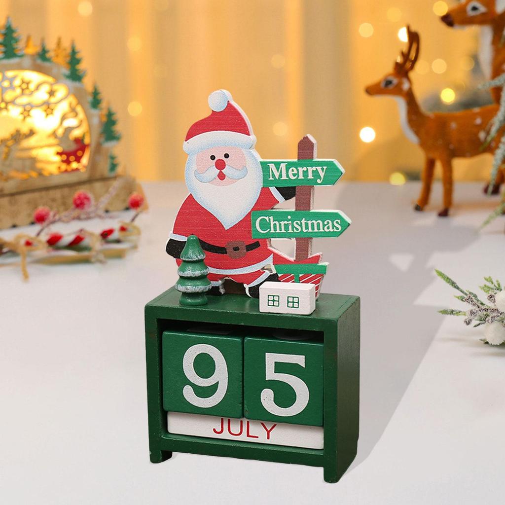 Xmas Wooden Advent Calendar Countdown Number Display Tabletop Block Ornament for Holiday Home Office Decor