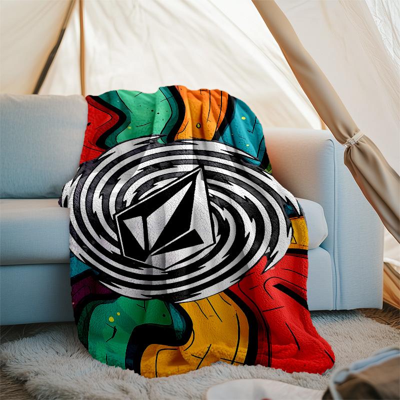 V-VOLCOM LOGO5 printed throw blanket—lightweight,soft,warm;versatile blanket for all seasons—perfect as &air-conditioning throw,nap blanket
