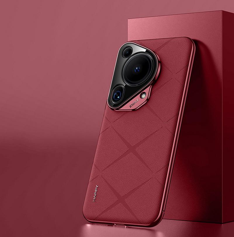 Роскошный Чехол из Однотонной Кожи + Защита Объектива Камеры Для Huawei Pura 70 Ultra Pura 70 Pro P60 Pro P60 Жесткий Тонкий Чехол с Хорошей Текстурой
