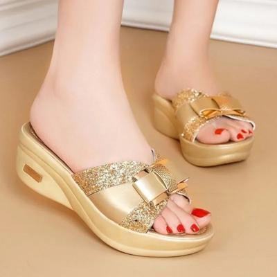 Модная летняя женская повседневная обувь, шлепанцы с открытым носком, модные сандалии на платформе, на высоком каблуке, удобные шлепанцы на танкетке, женские шлепанцы, женские шлепанцы