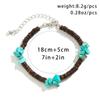 Two Pc Surfers Turquoise Wooden Bead Necklace Men's Hip-hop Minority High Sense Men's Beaded Clavicle Chain