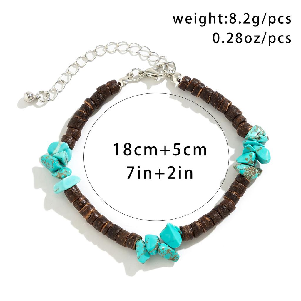 Two Pc Surfers Turquoise Wooden Bead Necklace Men's Hip-hop Minority High Sense Men's Beaded Clavicle Chain
