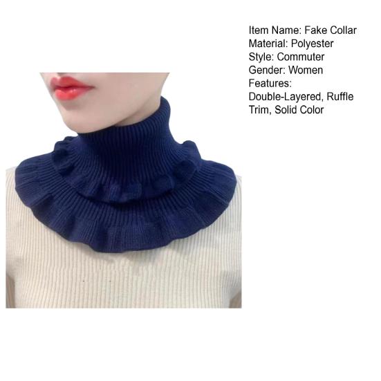 Women Fake Collar Double-Layered Ruffle Trim Autumn Winter False Collar Solid Color Detachable Collar Shirt Accessory