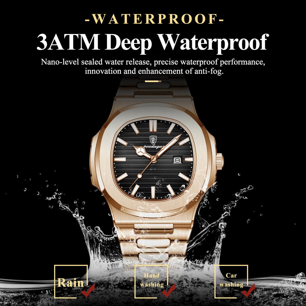 POEDAGAR Luxury Business Men Clock Luminous Waterproof Stainless Steel Man Wristwatch Date Creative Sports Quartz Men's Watches