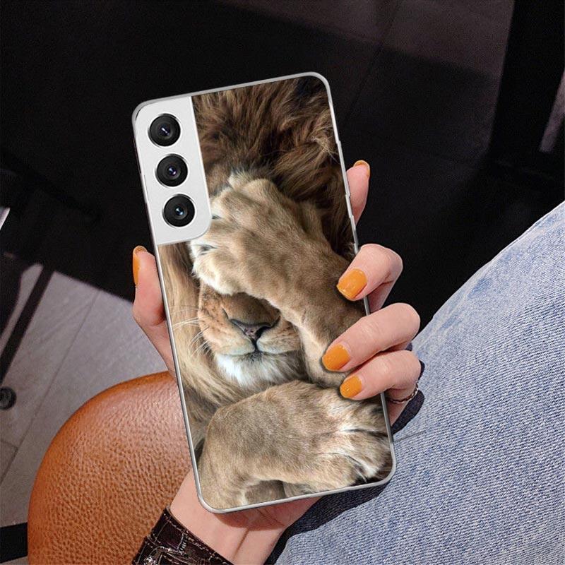 Чехол для телефона 'Лев Альфа-самец Детеныш Король' для Samsung Galaxy S24 S25 Edge S26 Ultra S23 S22 S21 Plus S20 FE + Чехол с индивидуальной печатью