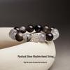 Men's High-End S925 Sterling Silver Black Rutilated Quartz & Obsidian Bracelet - Retro Crystal Jewelry Gift for Boyfriend