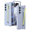 Приятный на ощупь матовый чехол для Samsung Galaxy Z Fold 5, магнитный складной шарнир с цветным гнездом для ручки, противоударный чехол из закаленной пленки