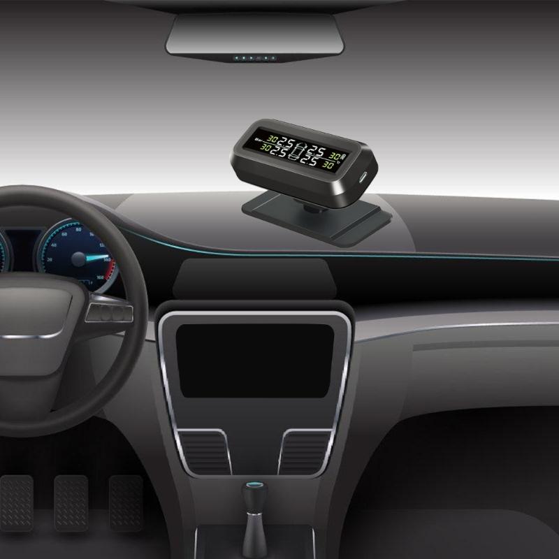 Система контроля давления в шинах, с 4 датчиками TPMS, USB и солнечным питанием, отображает давление и температуру
