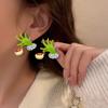 1 Pair Women Earrings Festive Fun Green Cartoon Ear Stud Unique Stylish Christmas Jewelry for Holiday Decoration