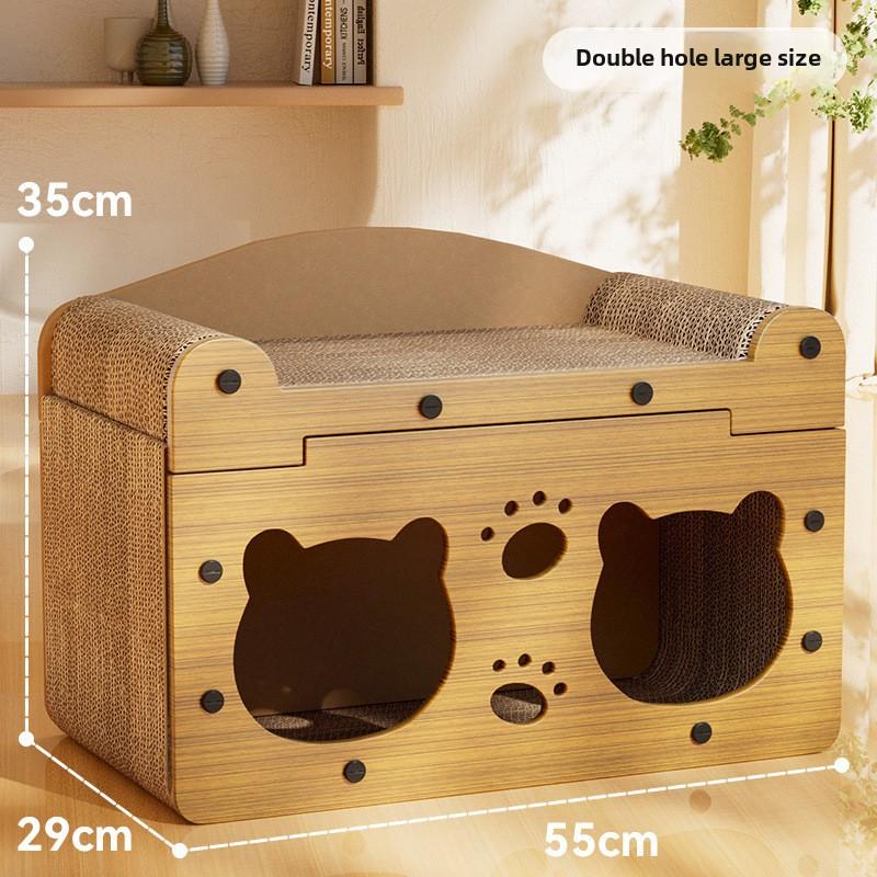 Новая интегрированная кошачья игровая и сонная доска Mansion Villa, двухслойная деревянная кошачья когтеточка, многофункциональное кошачье гнездо, устойчивая к царапинам игрушка для домашних животных