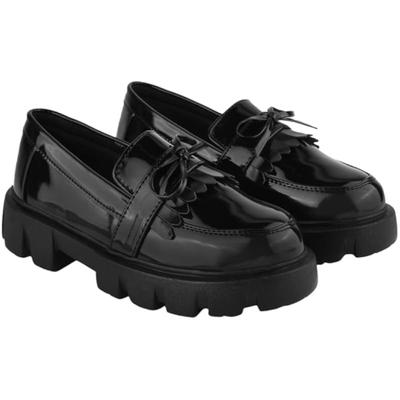 Shoetopia Черные мокасины с передней шнуровкой и деталями для женщин и девочек-EU40