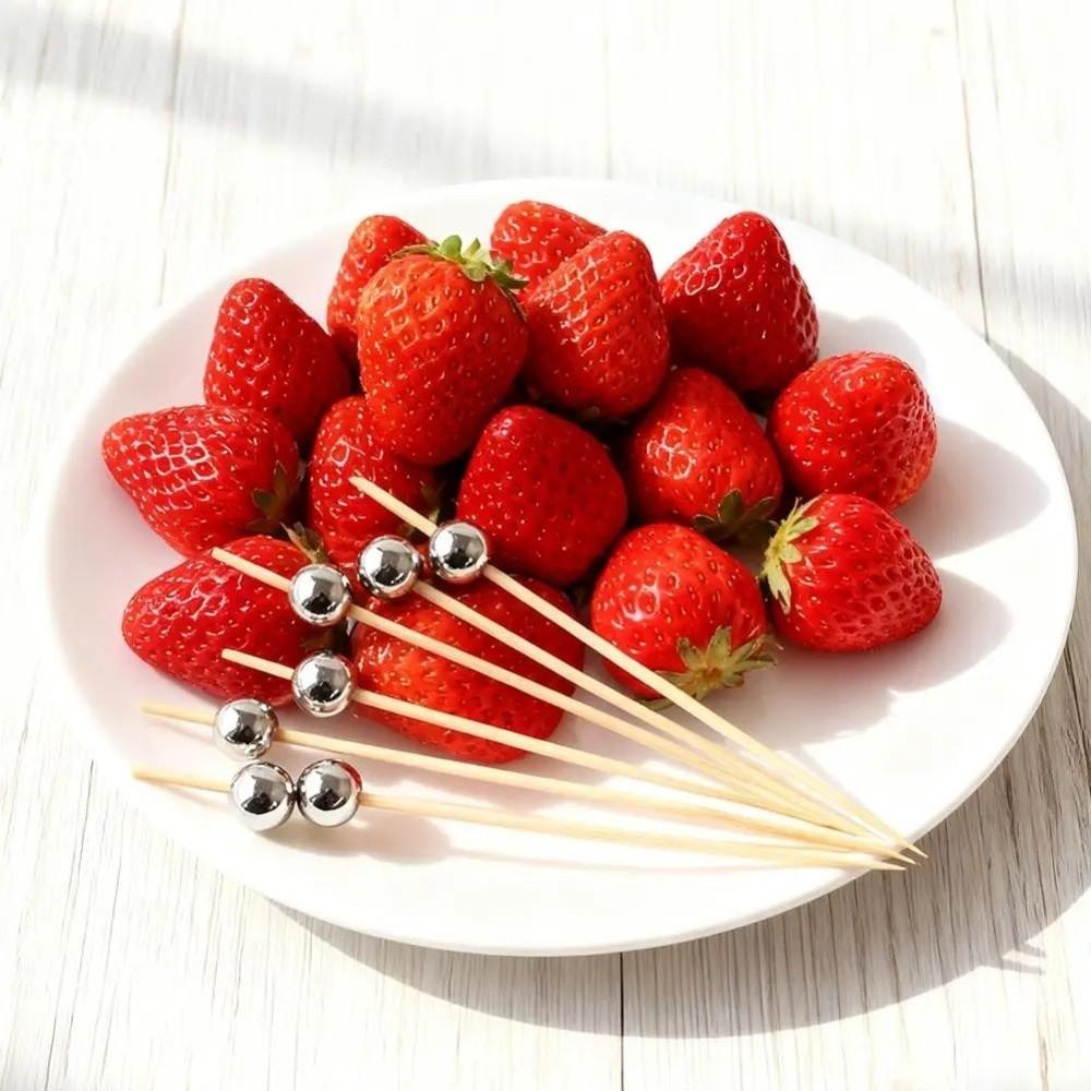 100pcs Versatile Bamboo Food Picks Disposable Fruit Sticks Decorative Dessert Sticks  Wedding Party