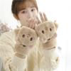 Women Girls Cute Half Finger Gloves Winter Flap Dual-purpose Thicken Mittens Gloves
