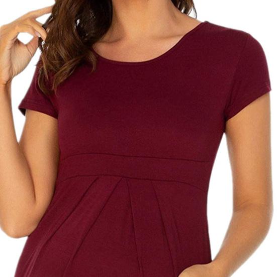 Pregnant Woman Tops Solid Color Round Neck Short Sleeve Tee Shirt Breathable Casual T-shirt Versatile Pregnancy Tops