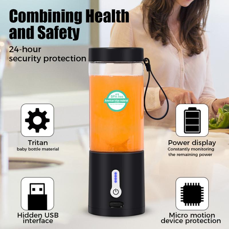 Portable Travel Electric Juicer Cup Blender With 6 Blades Large Capacity Fruit Juice Mixer For Smoothies Shakes