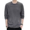 Men Tops Round Neck Long Sleeve Autumn Tops Solid Color Thin Bottom Tops Regular Style Casual Pullover Tops