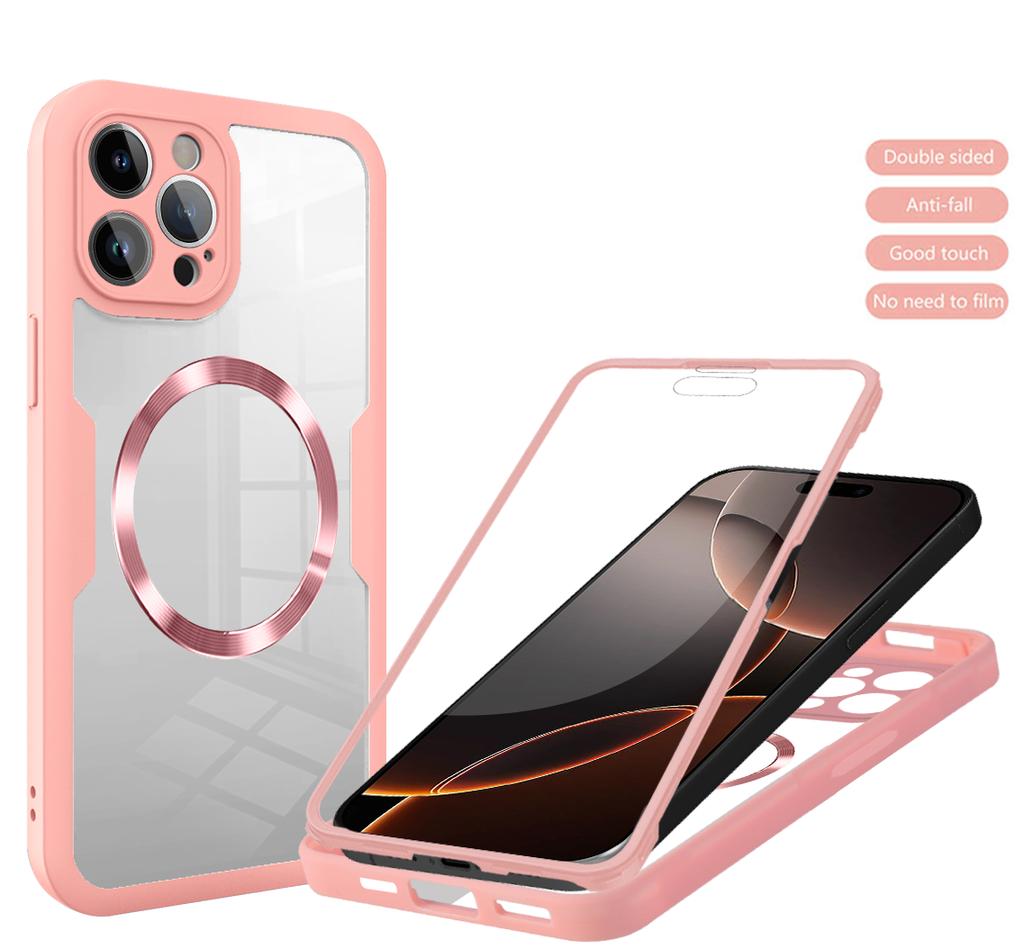 Чехол для телефона с полной защитой на 360° Magsafe для iPhone 16 15 13 11 14 12 Pro Max 16 15 Plus Funda Беспроводная зарядка Противоударный чехол