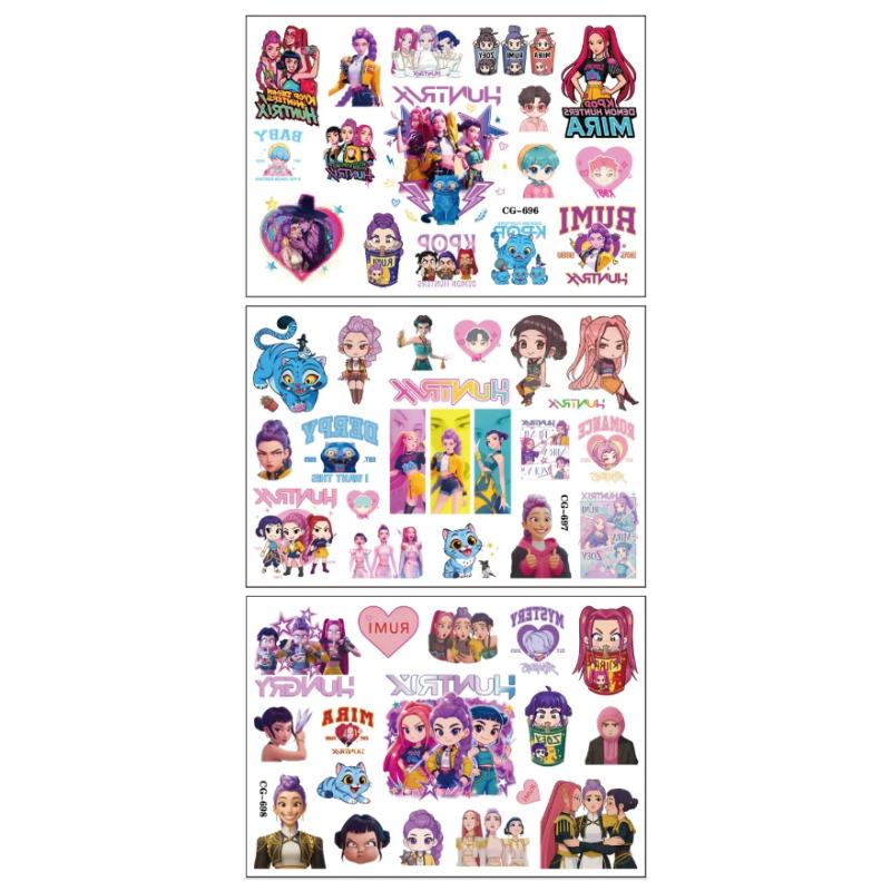A set of Kpop demon hunter temporary tattoo stickers, Rumi cute waterproof tattoo, birthday party gift