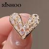Rinhoo Exquisite Full Rhinestone Small Love Heart Brooch For Women Elegant Crystal Heart Lapel Pins Sweater Buckle Badge Jewelry