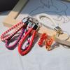 5Pcs/Lot PU Leather Braided Woven Rope Keychain Keyring Holder for DIY Key Chain Holder Bag Pendant Gifts Jewelry