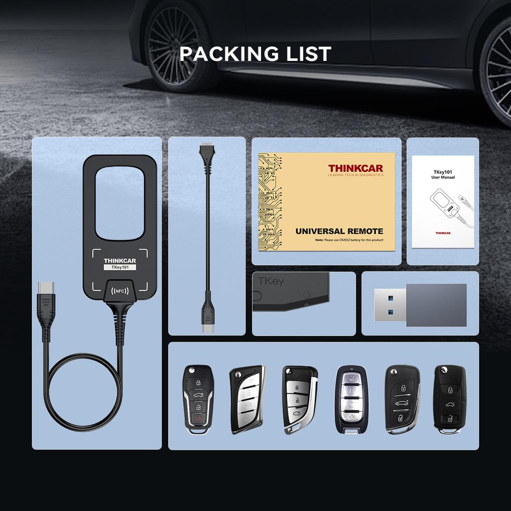 THINKCAR TKEY 101 Инструменты для программирования ключей Чтение чипов ключей Сопряжение пульта дистанционного управления Программатор ключей С 6 ключами Для Thinkcar 689BT