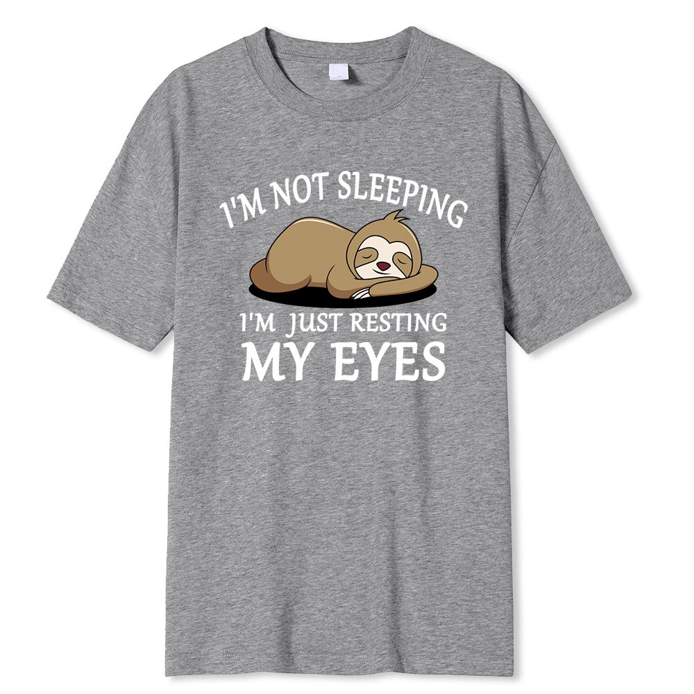 Лень:Я Не Сплю Я Просто Отдыхаю Мои Глаза Мужские Футболки Мода Дышащие Футболки Свободная Хлопковая Футболка Одежда Бренд Футболка