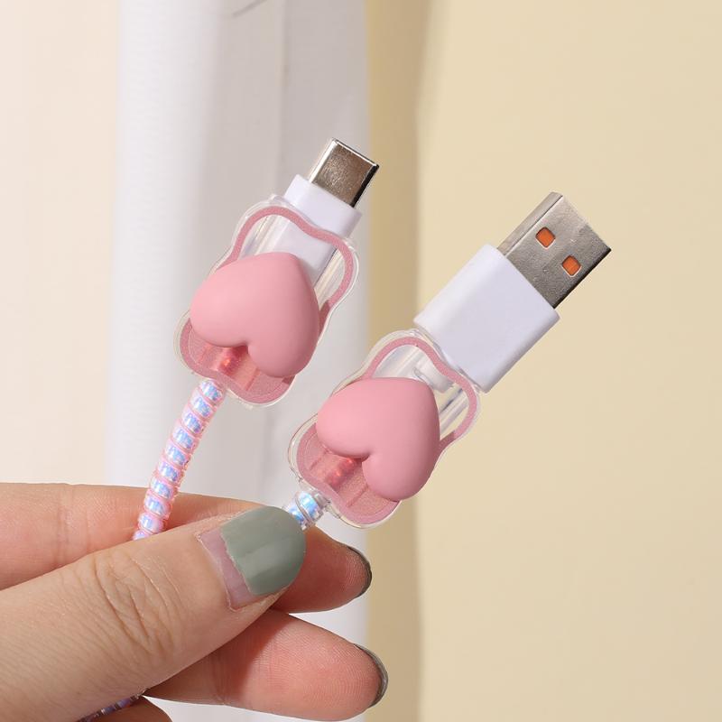 Защитный органайзер для зарядного устройства для iPhone 14, 13, 12, 11 Pro Max, 18 Вт, 20 Вт, 3D Heart Type C, комплект для намотки кабеля для передачи данных, комплект