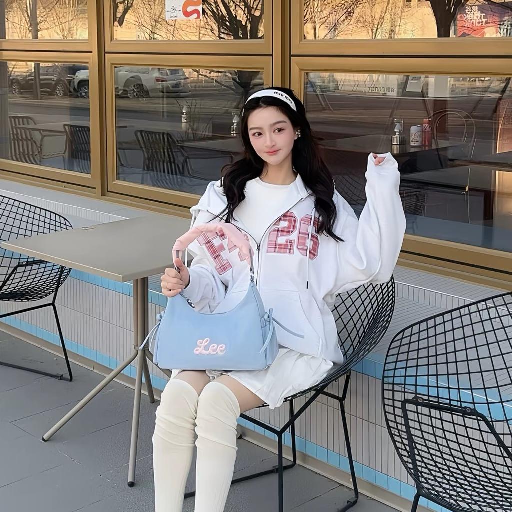 New Lee Fabric Shoulder Bag Women's Light Blue & Pink LE250033M-541