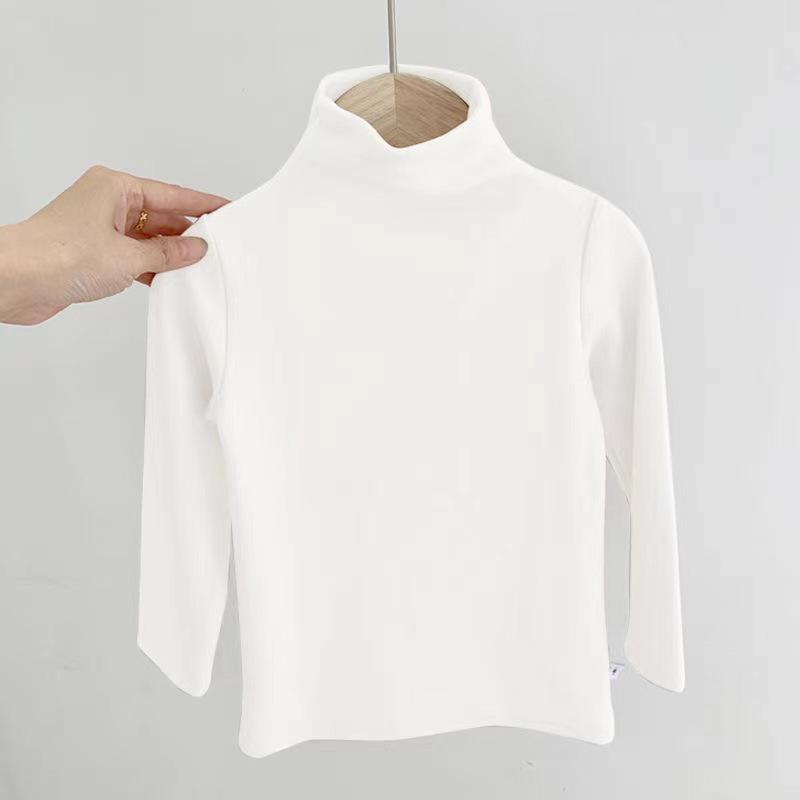 Детский бархатный топ с полувысоким воротником и длинными рукавами на осень и зиму