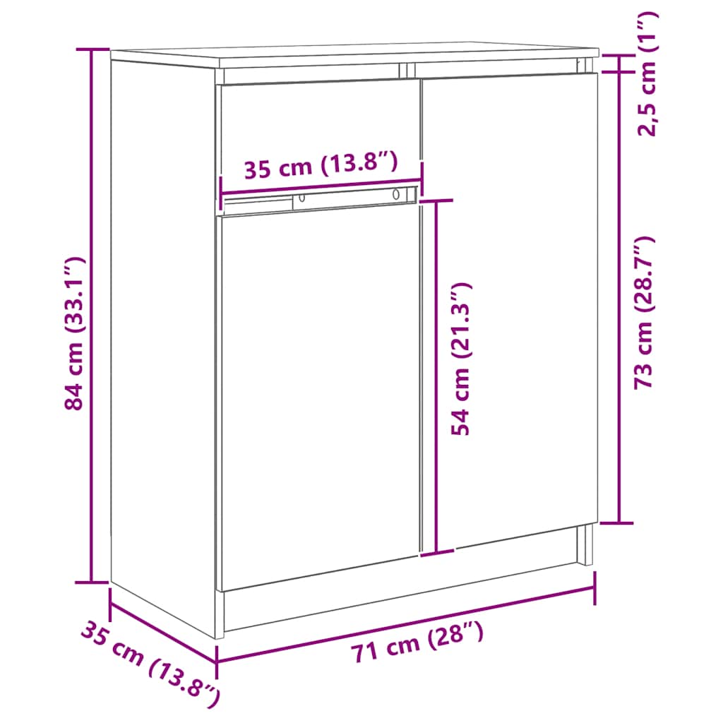 Sideboard with Drawer White 71x35x84 cm Engineered Wood