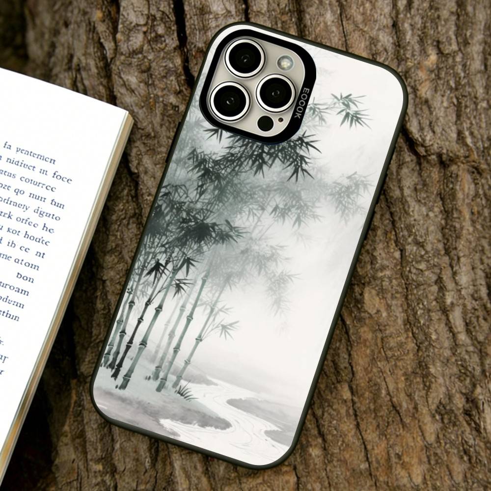 Классический китайский пейзаж Чехол для телефона iPhone 17,16,15,14,13,12,11 Plus,Pro Max,XS,Цветной Серебряный Чехол для телефона Funda Cover