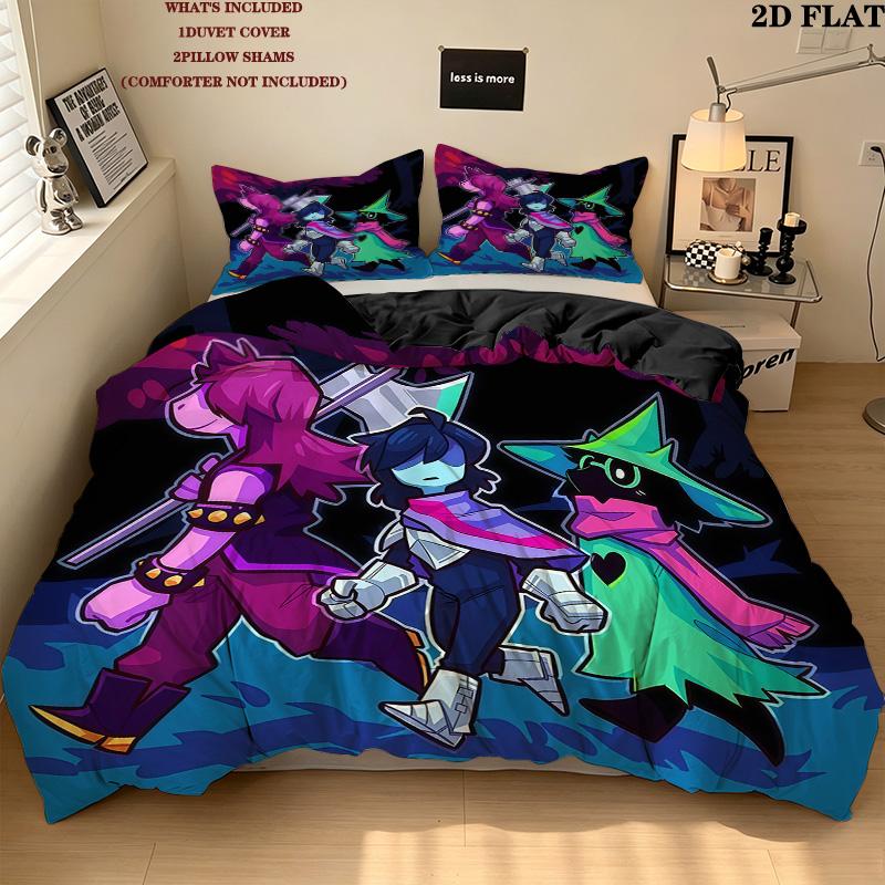 Deltarune Pattern Bedding Quilt Set Home Decoration Gift (1 * duvet cover + 2 * pillowcase without core)