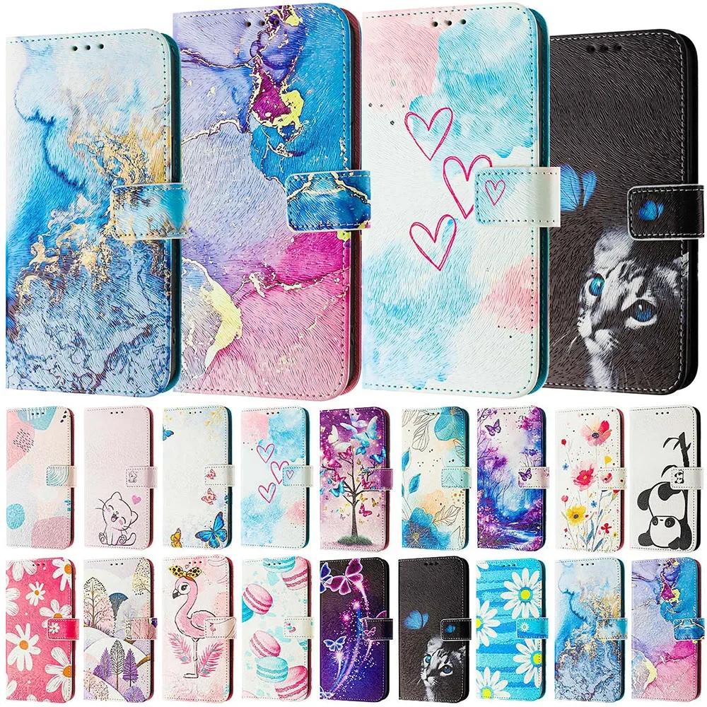 Leather Case For Moto Edge 50 Ultra Pro Edge40 Neo Edge30 Fuison Edge 5G 2024 Flip Wallet Card Slot Holder Cartoon Painted Cover