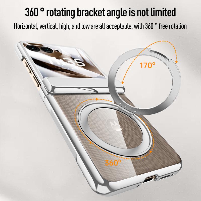 Для MOTO Razr 60 60 Ultra 360° Поворотный Алюминиевый Держатель Магнитный & Держатель & Кольцо 3-в-1 Закаленное Стекло Пленка Противоударный Чехол для Телефона