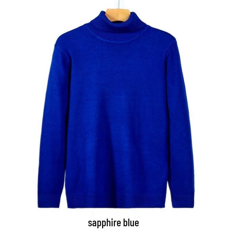 Men's Loose Plus Size High Neck Knit Sweater - Solid Color, Long Sleeve, Spring/Autumn/Winter