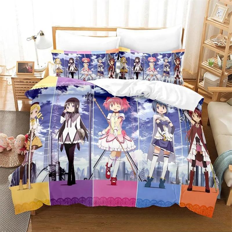 Аниме Kawaii Girls Puella Magi Madoka Magica Комплект постельного белья для мальчиков и девочек Twin Queen King Size Пододеяльник Наволочка Кровать для мальчиков Взрослый