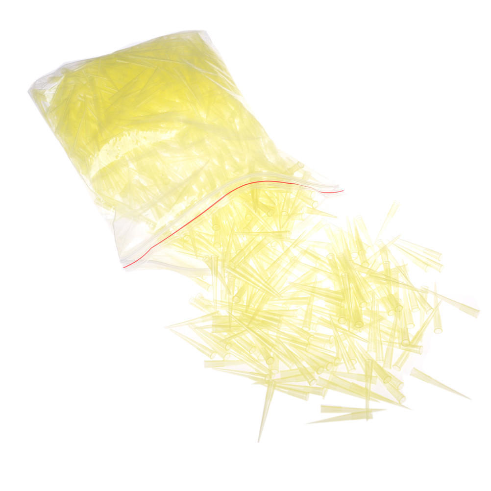 Laboratory Clear Yellow Lab Liquid Pipette Pipettor Tips 1000 Pcs