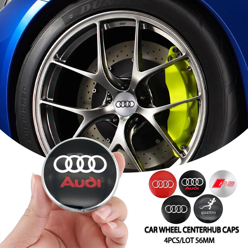 4Pcs 56mm Aluminum Emblem Car Wheel Center Hub Caps Sticker For S Q7 A8L A5 A6 A7 Q8 A4 SQ7 S4 S8 S6 S7 S5 S3 SQ5 e-tron Q5 Q