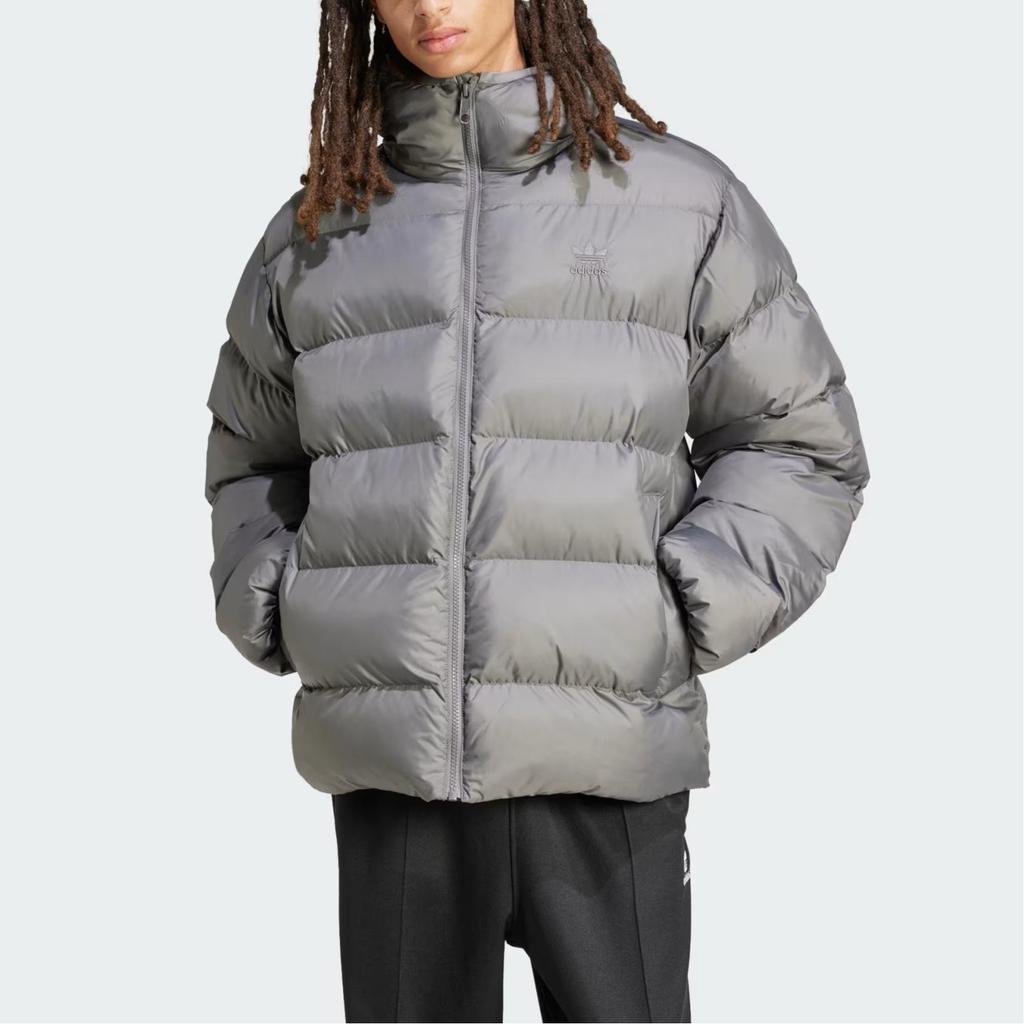 adidas Мужская пуховая куртка Originals с капюшоном, однотонная, серая, четыре IY3398