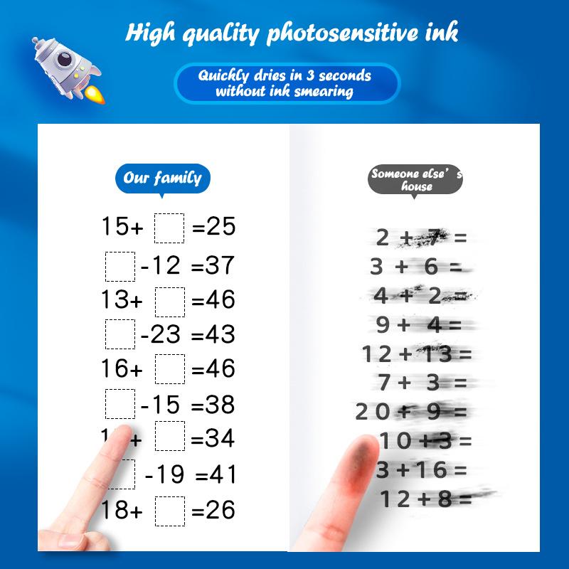 1pcs Teaching Stamp Math Problems Design Fill In The Blank Roller Reusable Student Digital Stamper Within 100 Math Practice